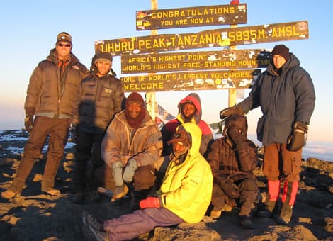 Dr. Karlin with fellow climbers at the summit of Mt. Kilimanjaro